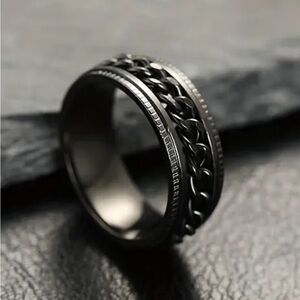 NWT Men's Stainless Steel Chain Spinner Ring